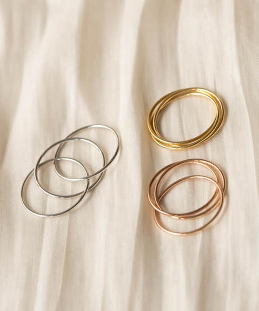 Alleun Silver 925 Layered Silver Thread Ring Knee Friendship