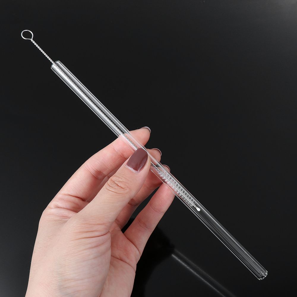 4pcs/set Party Supplies Wedding Transparent Glass Straws Clean Brush Reusable Straight Tube