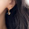 Vintage Natural Stone Colored Round Beads Pendant Gold Earrings Trendy Jewelry Unusual Ear Accessories for Women