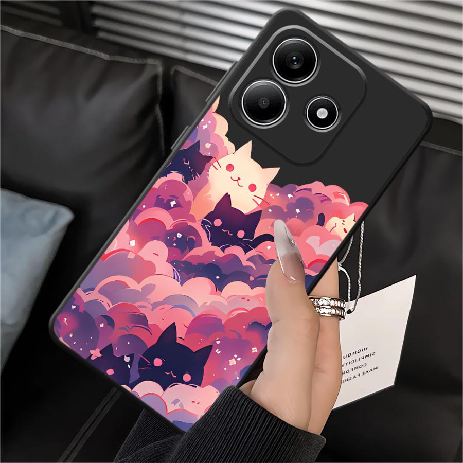 Phone Cover Case for Xiaomi Redmi Note 14 9 8 7 13 Pro Plus K40 K80 12 11 Pro 12C 13C 10 11S 14C 12S A4 A5 A1 A2 A3 Black Cat