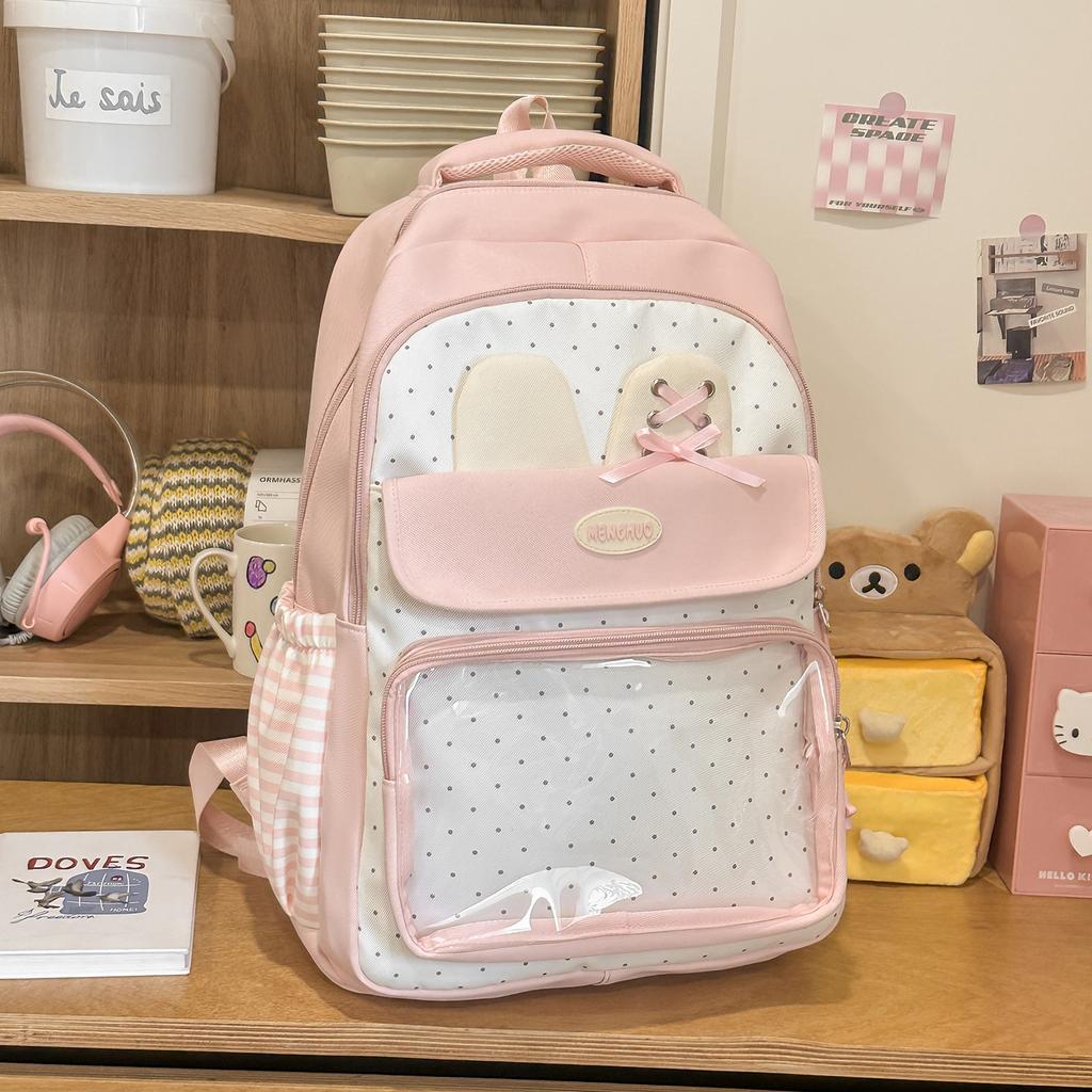 School bag, Japanese INS style, new high-value schoolbag, girls' sweet middle school pain backpack, lightweight large-capacity backpack