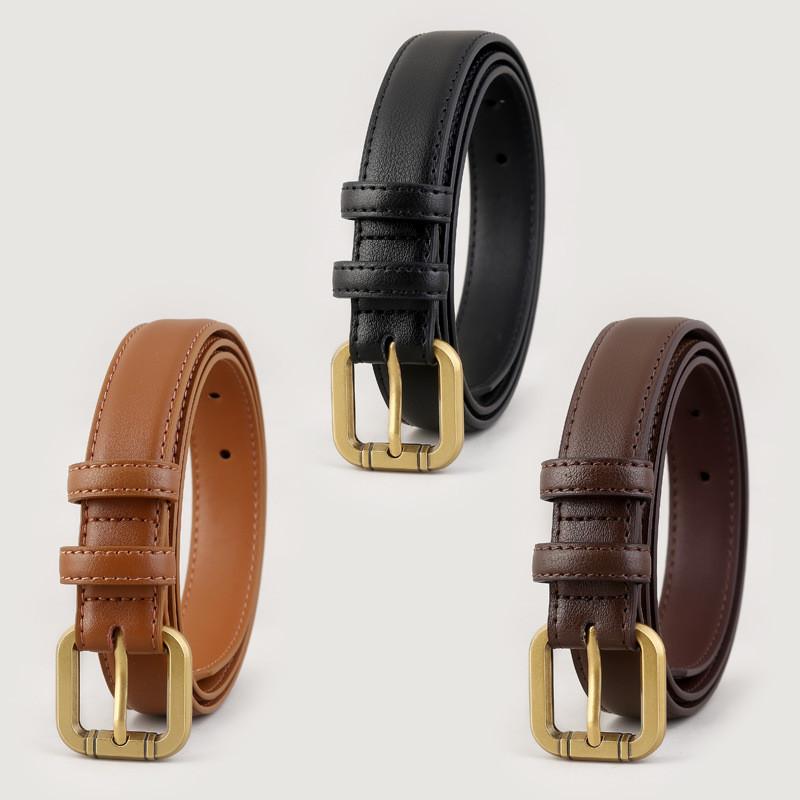 Womens Classic Leather Waistband With Metal Pin Closure For Office And Daily Use