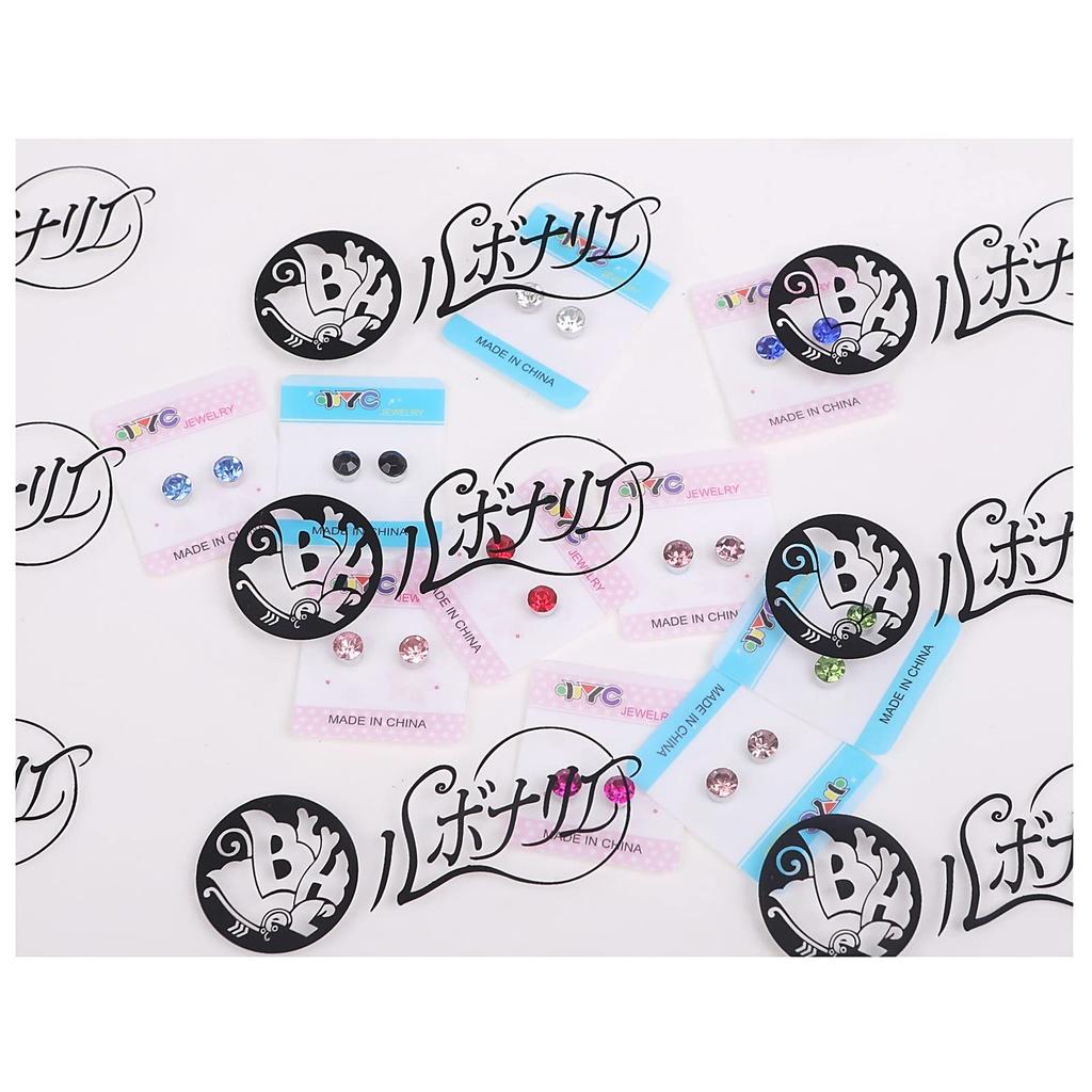 [Lebonarie] Magnetic Earrings with Rhinestones, No-Piercing Earrings, Multi-Color Stones (10 Pairs, Multicolor)