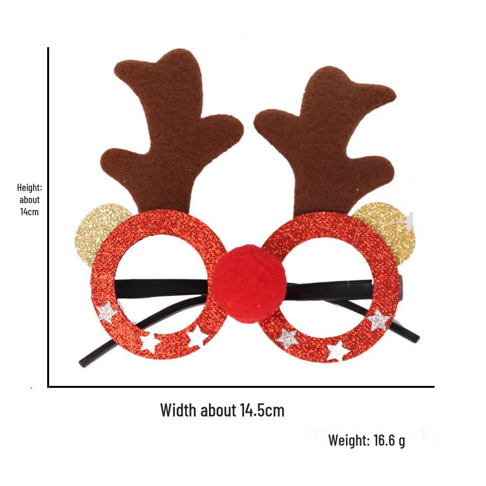 Unisex Christmas Cartoon Antlers Glasses for Adults & Kids - Creative Holiday Gift