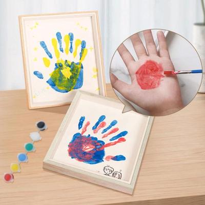 DIY Ramka Shadow Box Malowana Ręcznie Przez Parę Drewniana Ramka na Odcisk Dłoni Zestaw Farb 12 Kolorów Ramka do Eksponowania Prezent