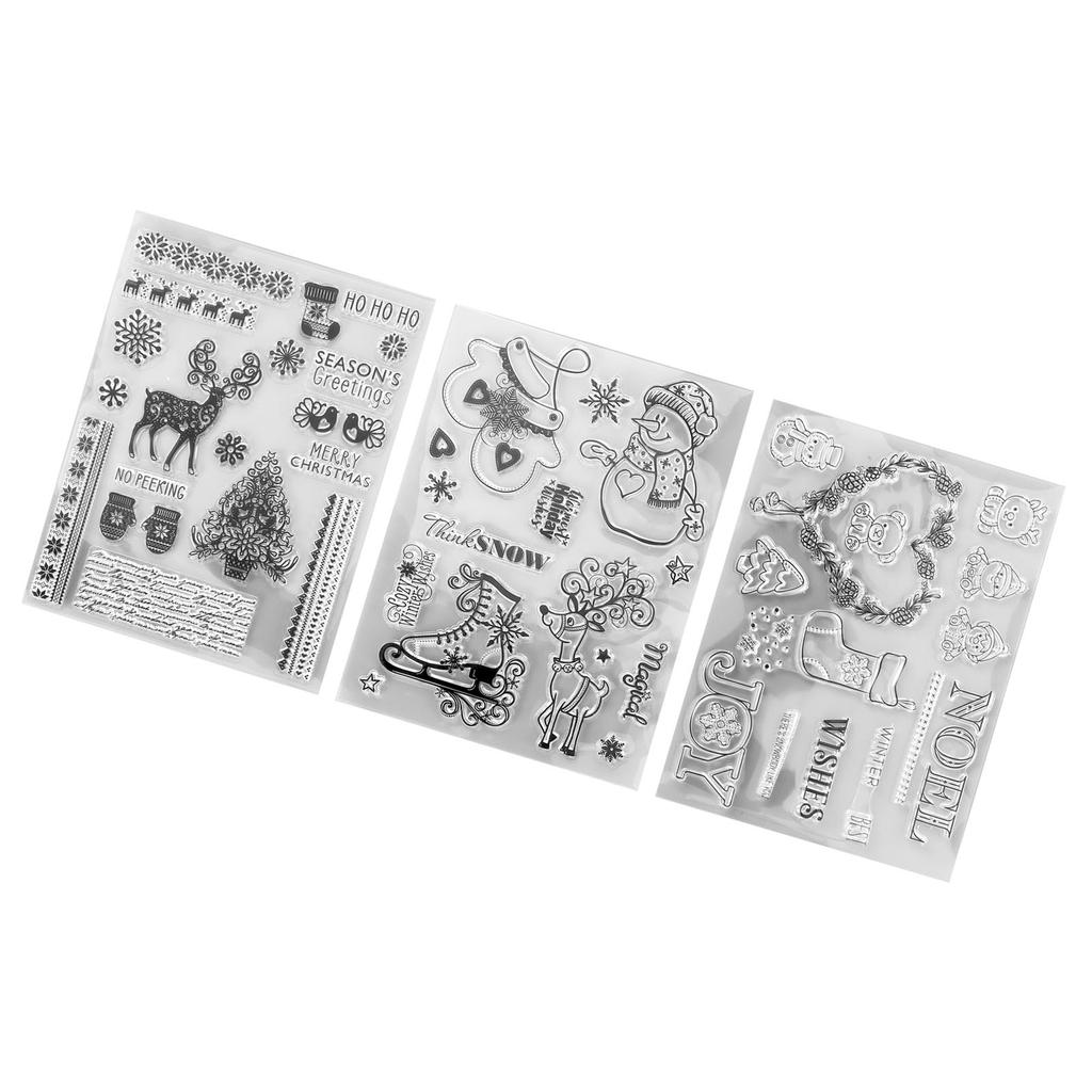 3 Stück Klare Stempel Klarer Abdruck Recycelt Sicher Weihnachten Hirsch Transparente Stempel für Bastelkarten 