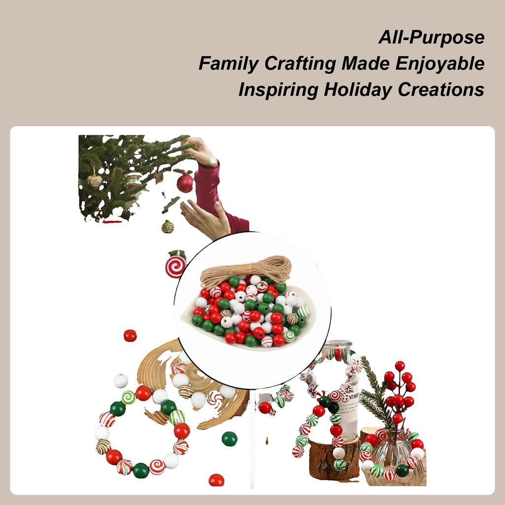 Christmas Beads Kit Wooden Beaded Decorative Kit Decoration Festive Ornament For Activities Women Girls Craft Arts Festival