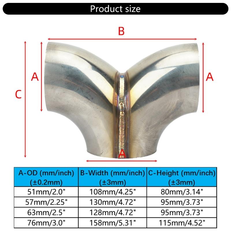 Precise Exhaust Y Joint Connector Coupler Stainless Steel Multiple Vehicle Application Heat Resistant Easy Installation