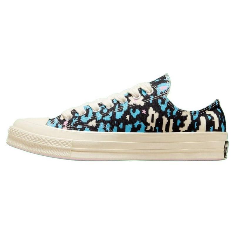 le FLEUR* x Converse Chuck 70 Round-toe comfortable breathable low-top canvas shoes unisex black and blue