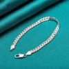 925 Silver Flat Link Chain Bracelet 6mm with Lobster Clasp for Women and Men