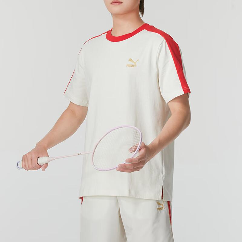 PUMA Breathable Casual Round Neck Pullover Short Sleeve T-Shirt Men Tops Off-White 629229-65