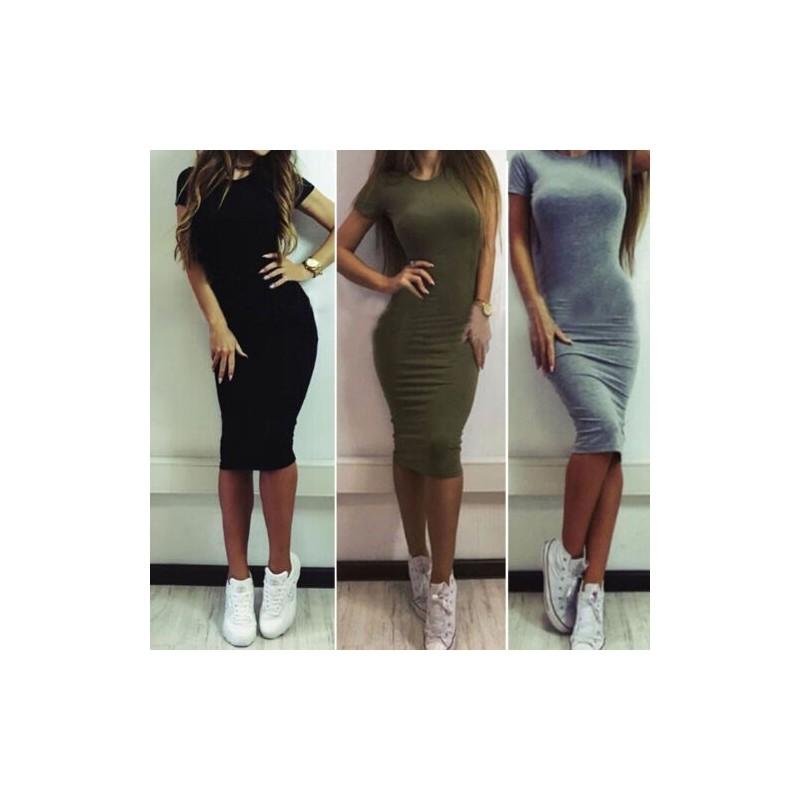 Elegant Womens Short Sleeve Bodycon Pencil Dress For Summer Casual Plus Sizes