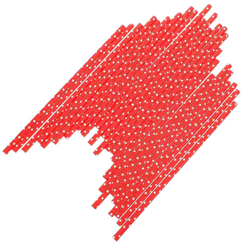 100pcs Red Dot Paper Straws Disposable Drinking Straws Party Supplies Grad Party Decoration Birthday Straw Kitchen Dining