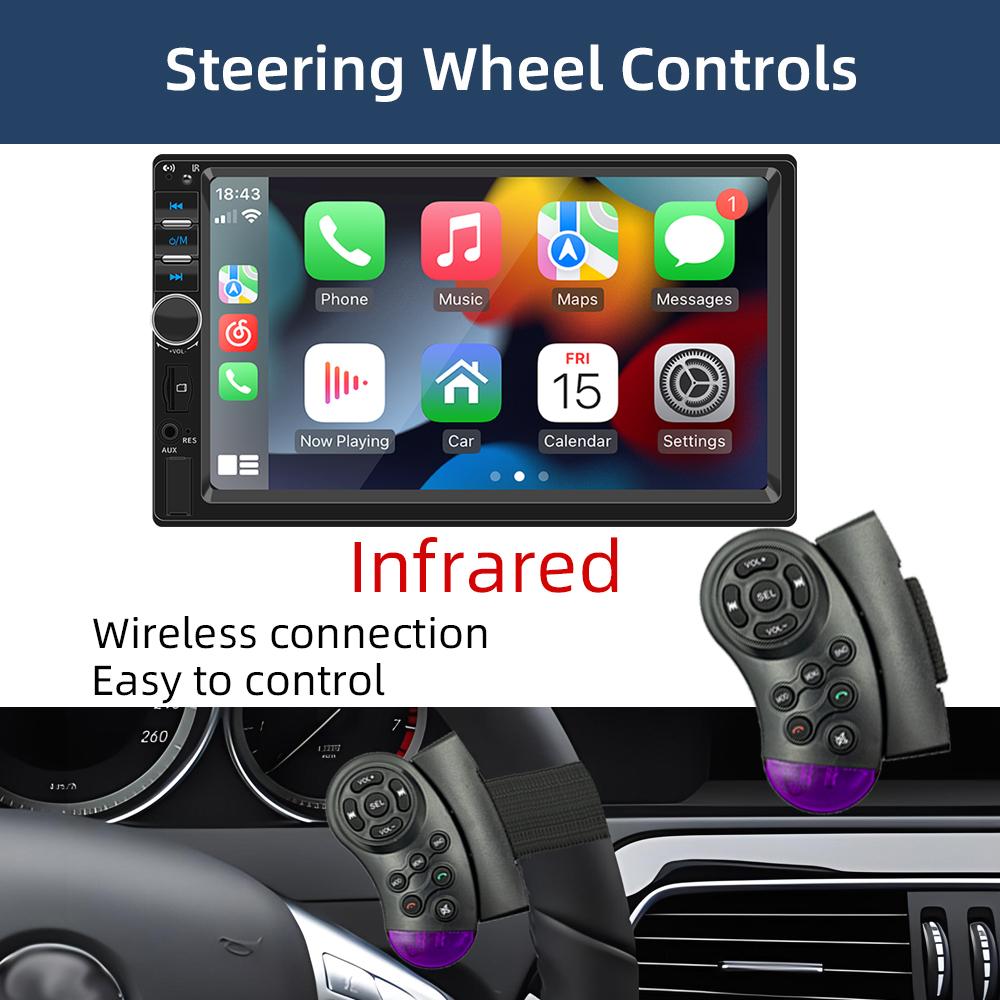 HIPPBQCC 7" Car Radio Carplay Android Auto 2 Din Touch Screen Mirror Link Stereo Receiver Audio Multimedia Player With FM USB TF