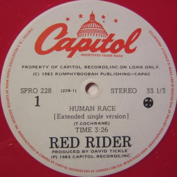 

12-дюймовая пластинка RED RIDER Human Race SPRO228 Capitol Records 1983 Канада Рок Б/у