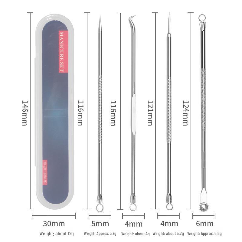 Electroplated Acne Needle 4-Piece Double-Head Blackhead and Beauty Set