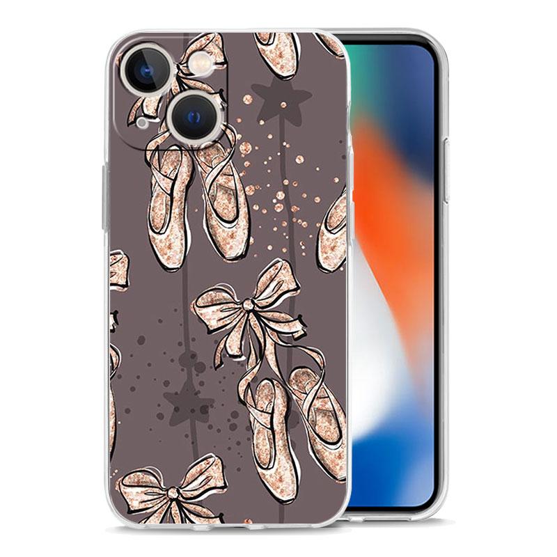 Simple Swan Dance Ballet Luxury Phone Case For iPhone 15 16 14 13 12 11 Pro Max XS X XR SE 7 8 Plus TPU Clear Lens Protect Cover