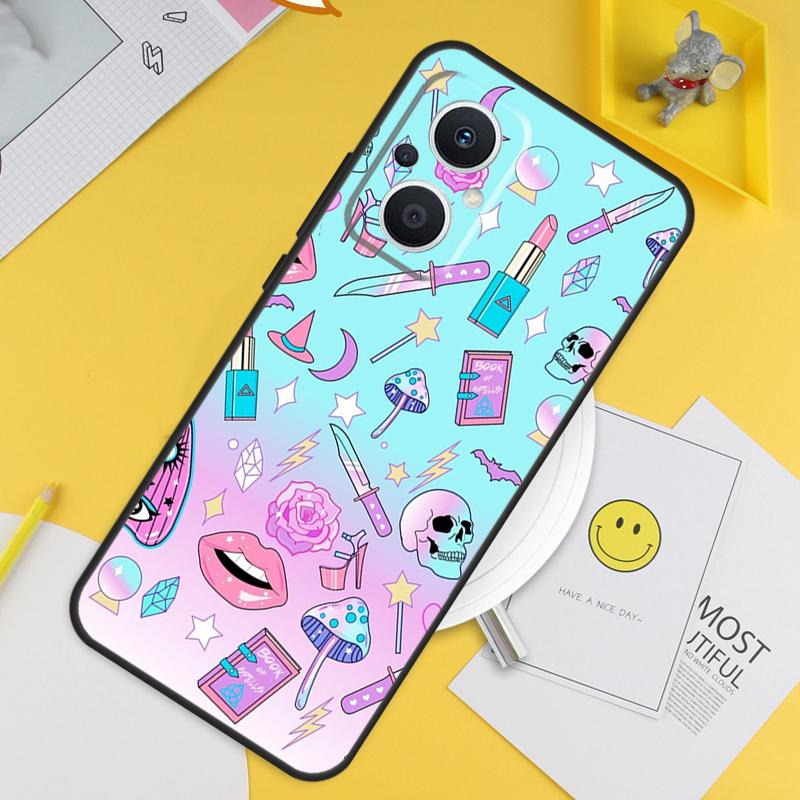 Girly Pastel Witch Goth Pattern For OPPO Reno 14F 13F 12F 11F 13 12 11 10 14 Pro 7 8 Lite 8T OPPO Find X5 X6 X8 X9 Pro Case