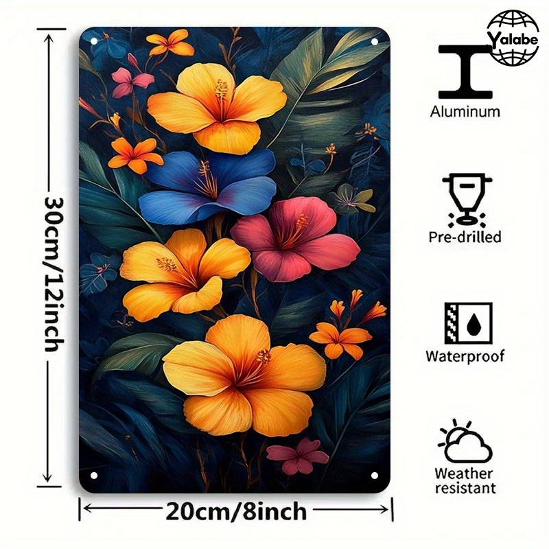 

2D Flat, 2 Tropical Vintage Tin Paintings - Nostalgic Metal Art Wall Hangings to Decorate Homes, Cafes And Studios | Waterproof 20X30CM