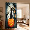 1PC Halloween Black Cat Pumpkin Lantern Haunted House Print Single Loop Curtain For Living Room Bedroom Door Window Stylish H