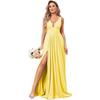 Evening dress   summer new deep V-neck split fork long chiffon bridesmaid pleated formal ball dress