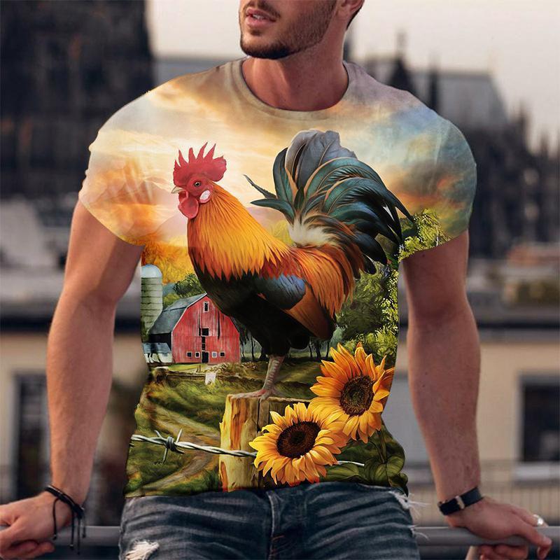 Funny Chicken 3D Printing T-Shirts Men Women O-Neck Short Sleeve T Shirt Casual Oversized Harajuku Y2k Tops Tees Kid Clothing