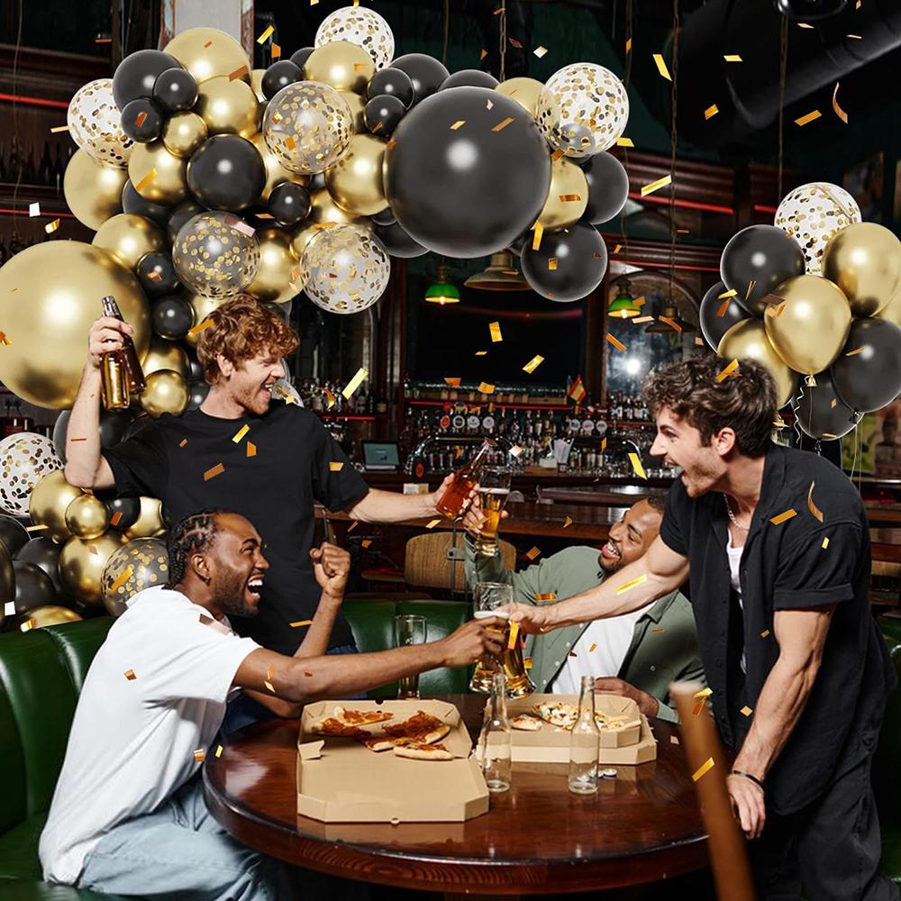 Black Gold Balloon Arch Kit Metal Gold Confetti Balloons Garland Wedding Bridal Shower Birthday Party New Year 2026 Decoration