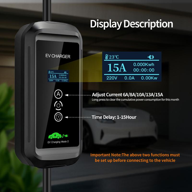 GOODCELL Type1 6/8/10/13/15A  Adjustable 3.5kw AU NZ Plug EV Charger EVSE Car Home Charging Portable  Use for Charge Plug IP 66