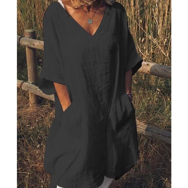 Stylish Women Long Tops Mini Dress Featuring Casual Half Sleeve Boho Design In Plus Sizes