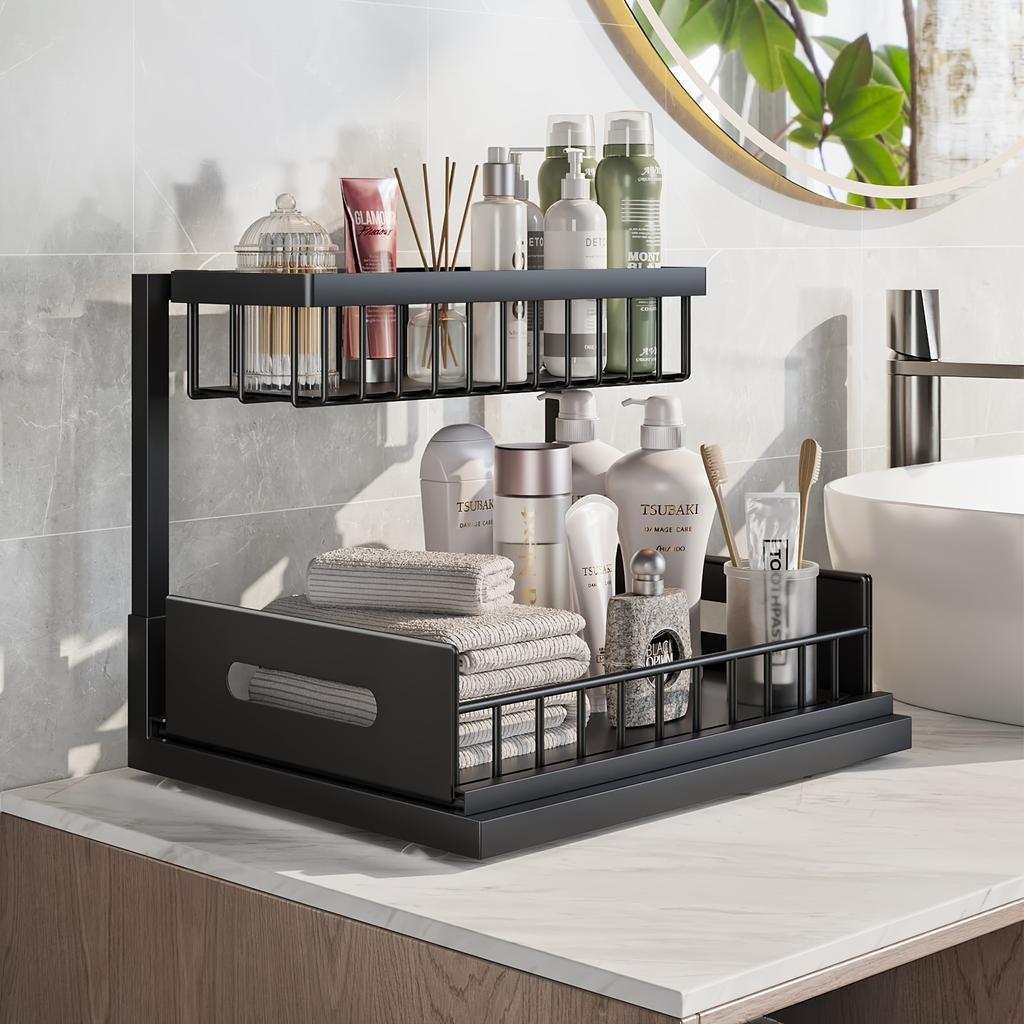 Kitchen Cabinet Sink Storage Rack Storage Rack Double Layer Pull-out Kitchen Seasoning Rack