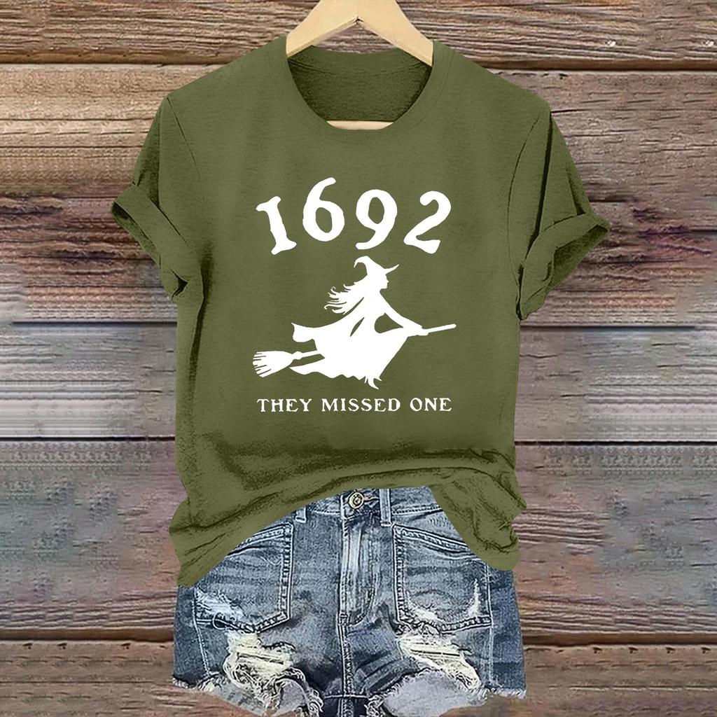 Women's Casual Printed Round Neck Short Sleeve T-Shirt Pullover Top