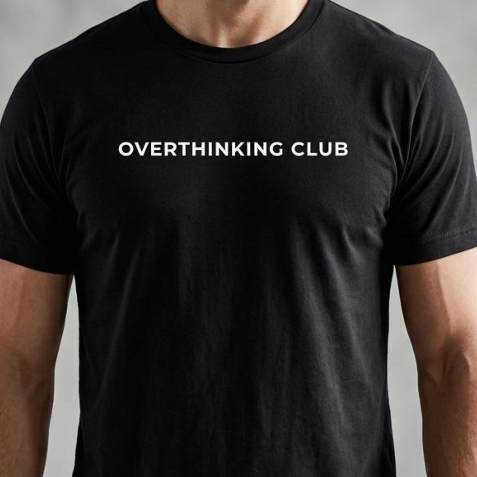 Overthinking Club Shirt, Funny Statement Tee, Minimalist Bold Text T Shirt, Anxiety Humor Shirt, Streetwear Graphic Tee M