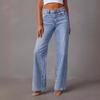 Jeans larghi a patchwork stile europeo da donna 2025