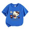 Cute Cartoon Cat Print Kids T Shirt 100% Cotton Short Sleeve Crew Neck Casual Tee for Boys Girls Sweet Chocolate Cake Bear Strawberry Pattern Soft Sum