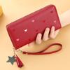 New Long Women Wallet With Heart-Shaped Korean Style Tassel Embroidery Card Holder For Women