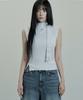 ETRE AU SOMMET Scarf Wrinkle Slit Top (Light Gray)