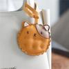 Cute Biscuit Cat Bag Charm Accessory for Backpack, Small Leather Keychain Decoration