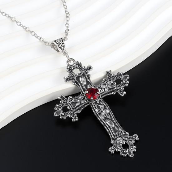 Gothic Retro Necklace Alloy Vintage Pendant Necklace Engraved Floral Necklace Unisex Jewelry for Men Women Party Gatherings