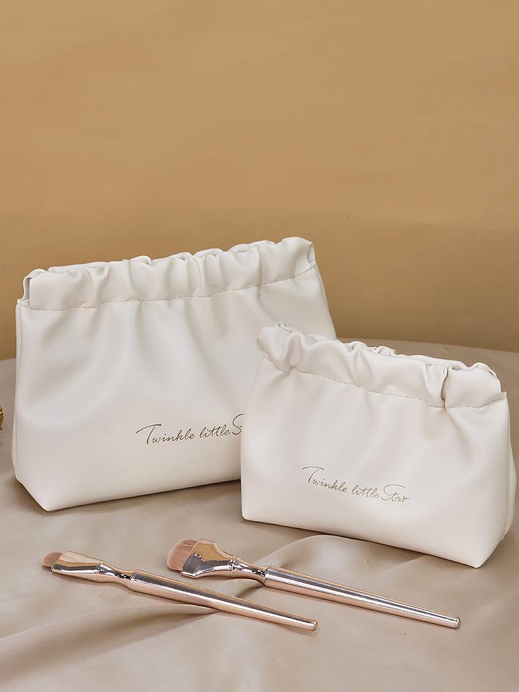 High-Value PU Pleated Cosmetic & Lipstick Travel Makeup Bag