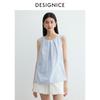 Minimalist round neck shirt, loose and elegant sleeveless shirt