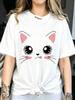 Kawaii Tshirt 90s Meme Cat Unisexs Girl Casual Graphic Y2k Art Print Short Sleeve Summer Fashion T Shirt Clothing Top Tee