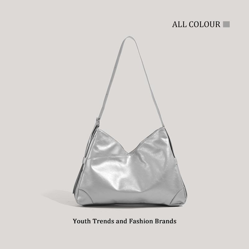 Silver large-capacity bag women's new fashion commuter versatile underarm bag casual shoulder messenger bag