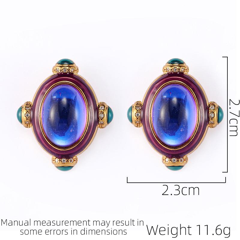 SUYU Medieval Vintage Earrings Style Geometric Enamel Round Women's Design Earrings Daily Party Accessories Fashion Zircon