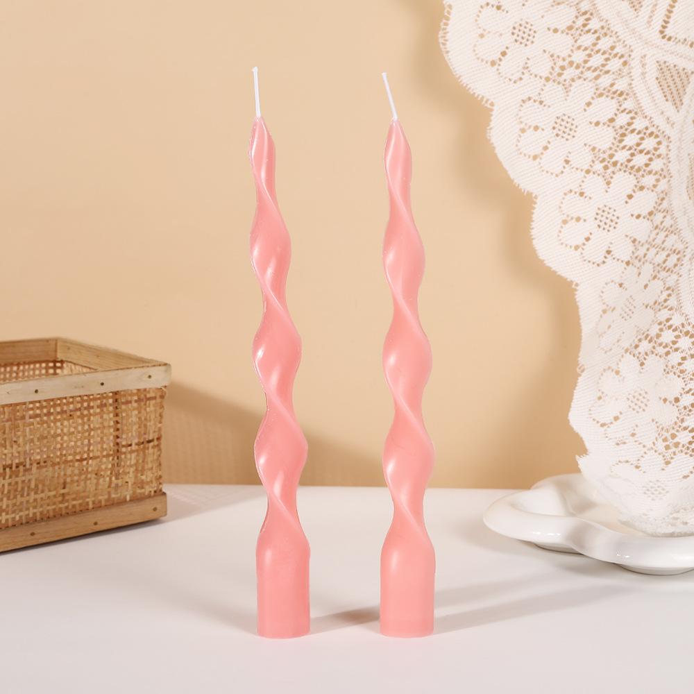 25cm Classic Colorful Threaded Long Rod Candle Household Creative Odorless Twisting Rod Wax