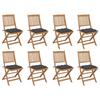 Outdoor Folding Chairs and Cushions Set of 8 Acacia Wood