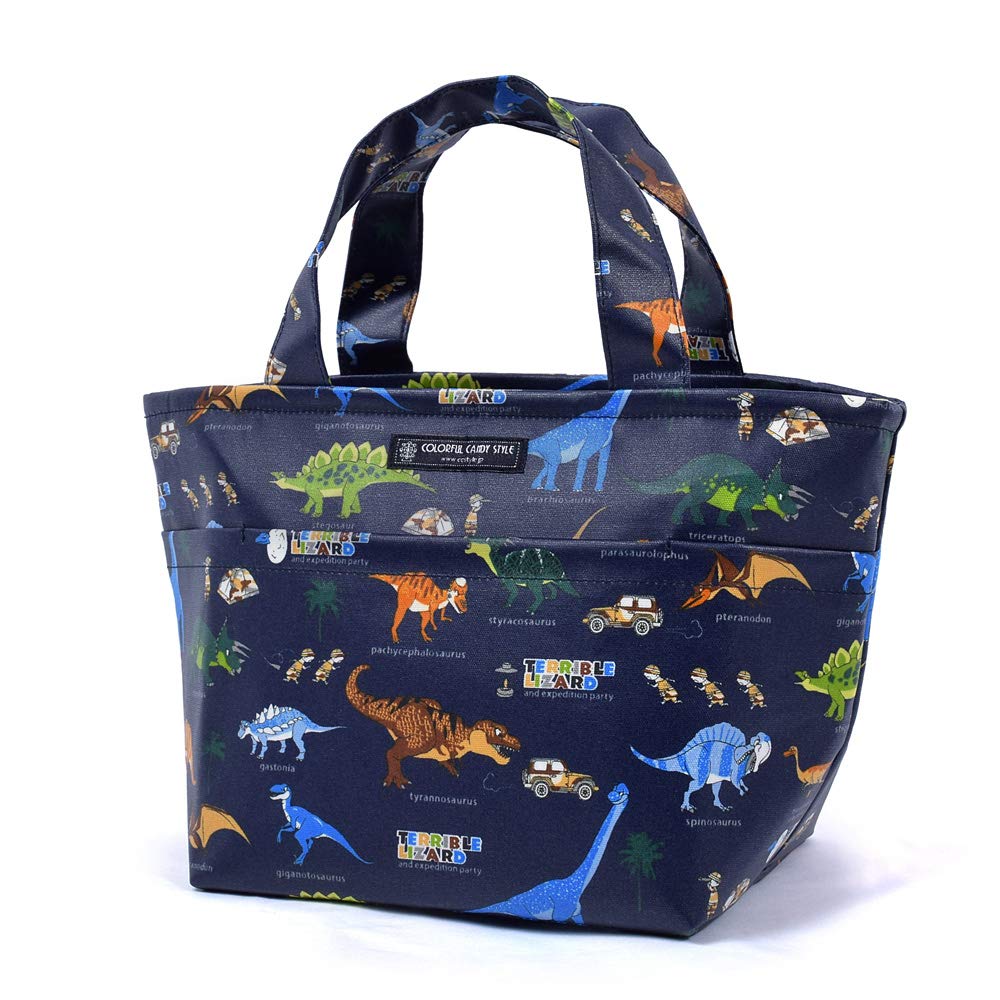 COLORFUL CANDY STYLE Lunch Tote Bag, Lunch Bag, or Sub-Bag: Discover Explore Dinosaur Continent (Navy) ND400600