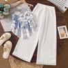 Sweet Girl's Set - Summer Children's Elegant Strapless Wide-leg Pants Set