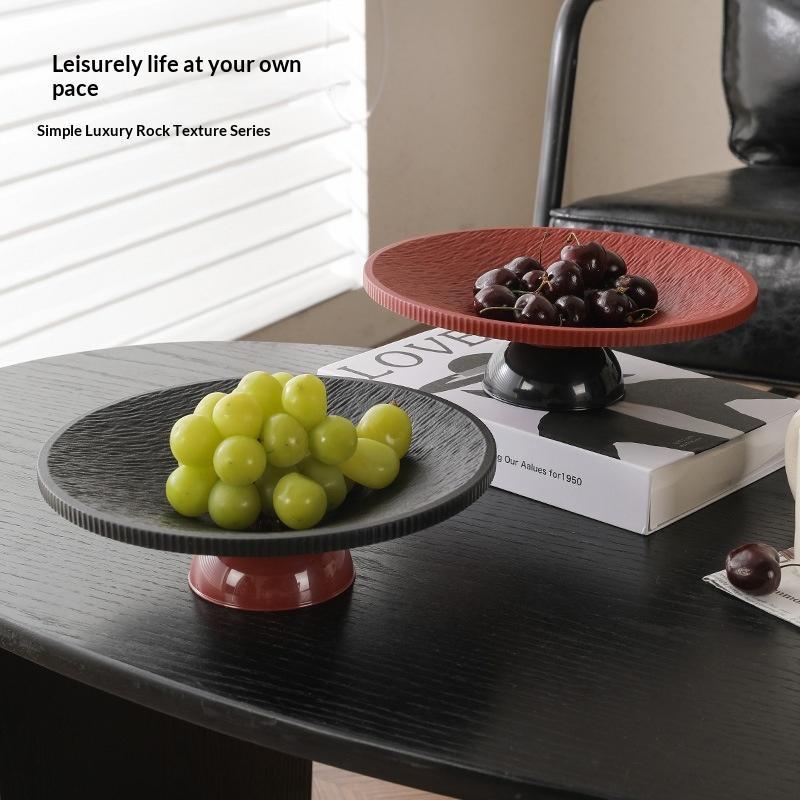 Minimalist Textured Pedestal Fruit Tray Stable Base Elegant Design Perfect For Home Coffee Table Serving Fruits Snacks Desserts