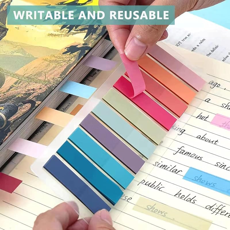

UCRAVO Sticky Tabs Transparent Sticky Notes Writable and Multifunctional Tabs with Ruler Reminder Tabs for Page Markers 100100