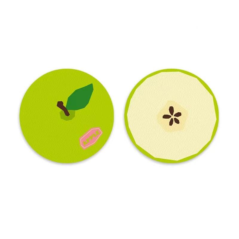 2Pcs/Set Cute Fruit Coaster Car Water Cup Slot Pu Anti Slip Pad Universal Auto Interior Accessories Waterproof Fruit Print Drink A2